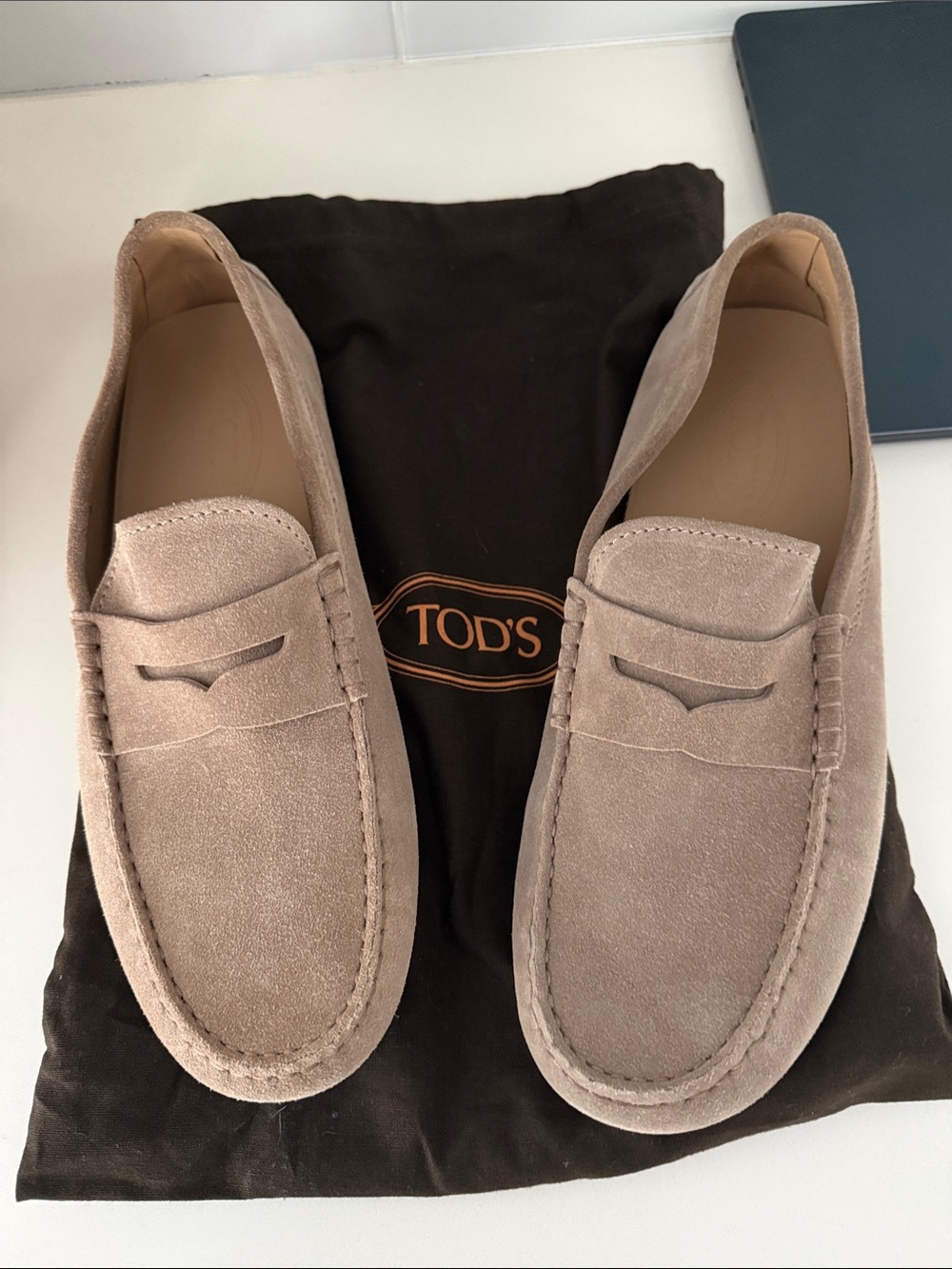 Tod's Taupe Suede Penny Loafers for Men